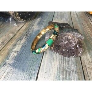 Bracelet Green and Clear Rhinestones